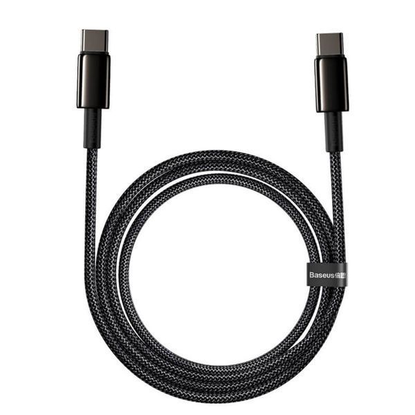 Кабель Baseus Type-C to Type-C Tungsten Gold Fast Charging 2M 100W 5A (CATWJ-A01) Black 123675 фото