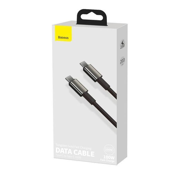 Кабель Baseus Type-C to Type-C Tungsten Gold Fast Charging 2M 100W 5A (CATWJ-A01) Black 123675 фото