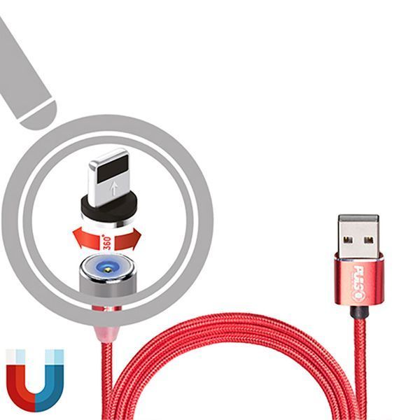 Кабель Pulso 2301L RD USB - Lightning 2,4А 1м магнитный Red (MC-2301L RD) 108626 фото