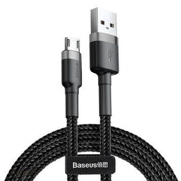Кабель Baseus Cafule MicroUSB 2.4A, 1M Серый + Черный (CAMKLF-BG1) 104131 фото