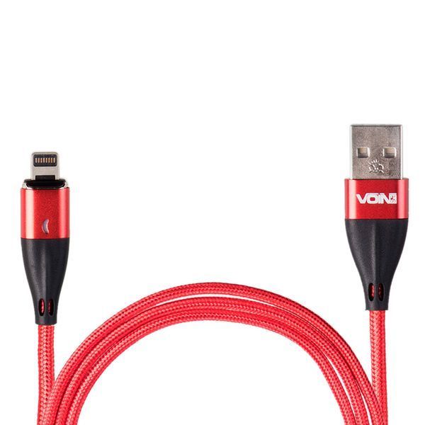 Кабель Voin 6101L RD USB - Lightning 3А 1м магнитный Red (быстрая зарядка, передача данных) (VL-6101L RD) 108628 фото