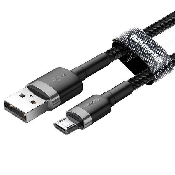 Кабель Baseus Cafule MicroUSB 2.4A, 1M Серый + Черный (CAMKLF-BG1) 104131 фото