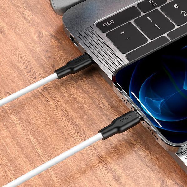 Кабель HOCO X21 Plus Type-C - Lightning 20W 1m Silicone Black-White 123672 фото