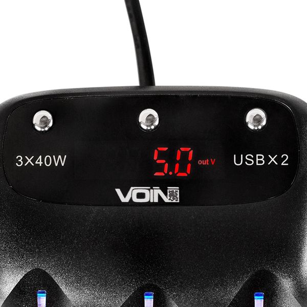 Разветвитель прикуривателя Voin SC-3003 (3 гнезда + 2 USB 2400mA + вольтметр) 12-24V 111355 фото