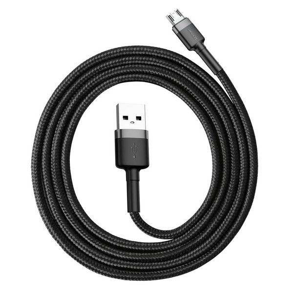 Кабель Baseus Cafule MicroUSB 2.4A, 1M Серый + Черный (CAMKLF-BG1) 104131 фото