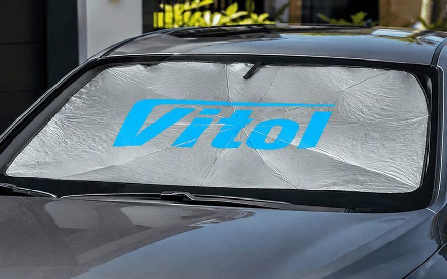 Парасолька автомобільна сонцезахисна Vitol 140х79cм без вирізу під дзеркало (шкіряний чохол) SA-1479 124121 фото