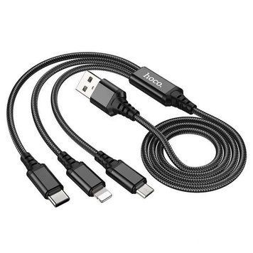 Кабель HOCO X76 USB - 3in1 Lightning/Type-C/MicroUSB Super charging cable 1m 2A 105369 фото