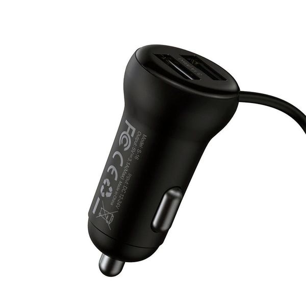 АЗУ с FM-трансмиттером Baseus Wireless MP3 Car Charger T typed S-16 2USB 3.1A (CCTM-E01) Black 93196 фото