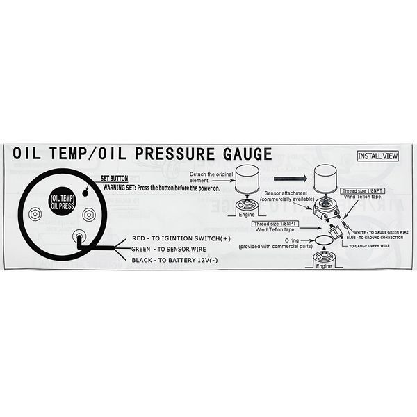 Тиск олії Ket Gauge 8804 Black 52 мм 109672 фото