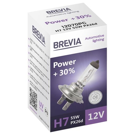 Автолампа Brevia H7 12V 55W PX26d Power +30% CP (12070PC) 33820 фото