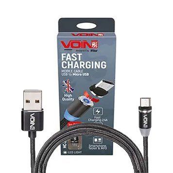 Кабель Voin 2301M USB - Micro USB 2,4А 1m магнитный Black (MC-2301M BK) 104158 фото