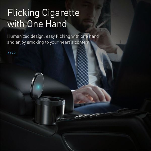 Попільничка для автомобіля Baseus Premium Car Ashtray (CRYHG01-01) Black 96260 фото