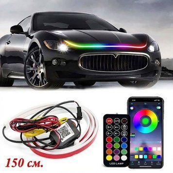 Підсвітка капота з біжучим поворотом RGB Remote + APP 150см 12-24V 124391 фото