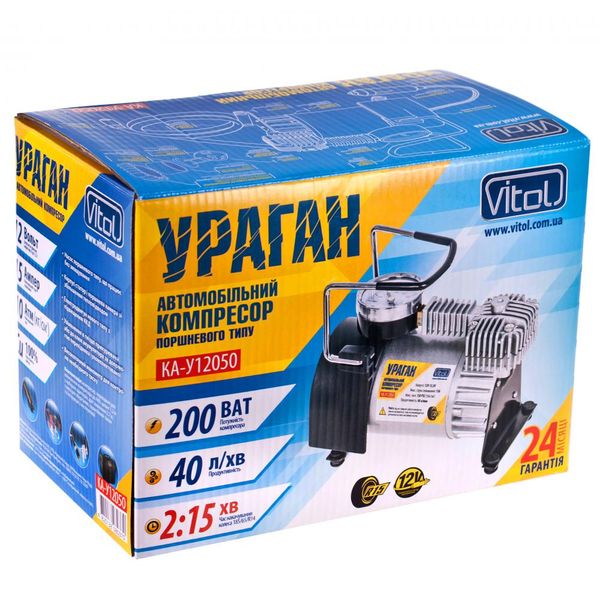 Компрессор Ураган КА-У12050 R13-R16 15Amp 40л прикуриватель + переходник 2109 фото