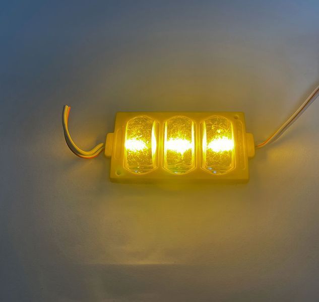 Модуль светодиодный 3 LED (линзы монетки) желтый 101338 фото