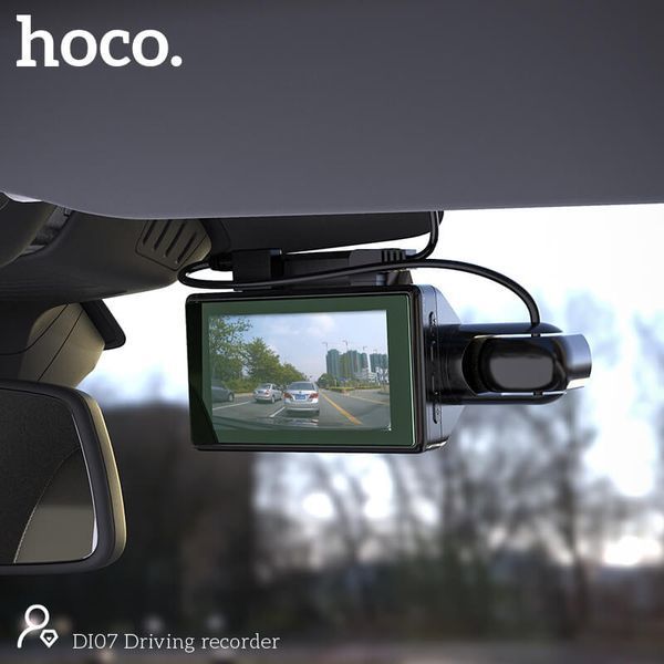 Відеореєстратор Hoco Dual Cameras Driving Recorder Di07 3" HD 2 Camera Black 122599 фото