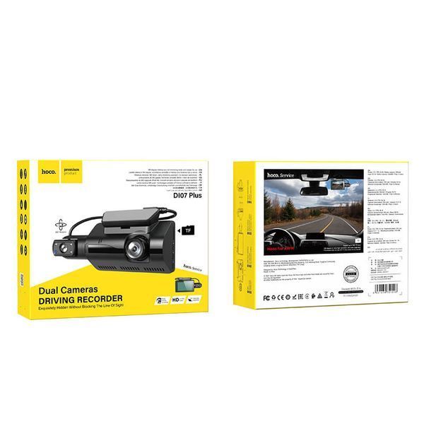 Відеореєстратор Hoco Dual Cameras Driving Recorder Di07 3" HD 2 Camera Black 122599 фото