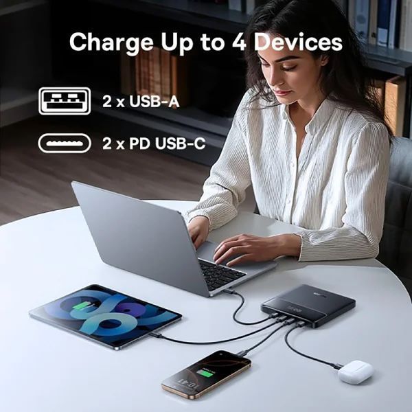 Повербанк Baseus Blade H1 Digital Display 20000mAh 2USB 2Type-C, PD-QC3.0, 100W + Type-C Cable Blaсk 124047 фото