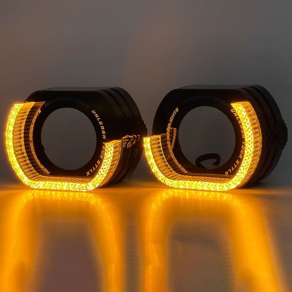 Маска Guarand под линзы 5D Angel Eyes 3,0 дюйма LED L-тип Black Style Белый-Желтый 122203 фото