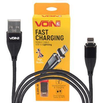 Кабель Voin 6101L BK USB - Lightning 3,0A 1м магнитный Black (VC-6101L BK) 106598 фото