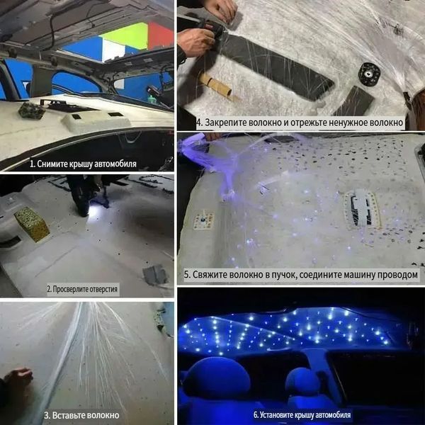 Підсвічування салону Зоряне небо RGB light 450 крапок 3м 12V Remote APP 122953 фото