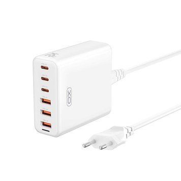 Адаптер сетевой XO GaN Desktop Fast Charger Power Cord L133 3USB 3Type-C 75W 3A PD QC 1.5м 123174 фото