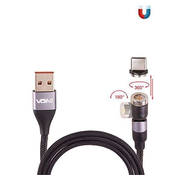 Кабель Voin 6601C USB - Type C 3,0A 1м магнитный шарнирный Black (VP-6601C BK) 106601 фото