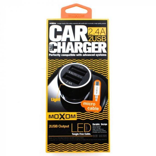 Автомобильное зарядное Moxom VC04 + кабель Micro USB (585261) 105202 фото