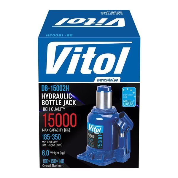 Домкрат гидравлический Vitol 15т (185- 350мм) DB-15002H/JX107S 122754 фото