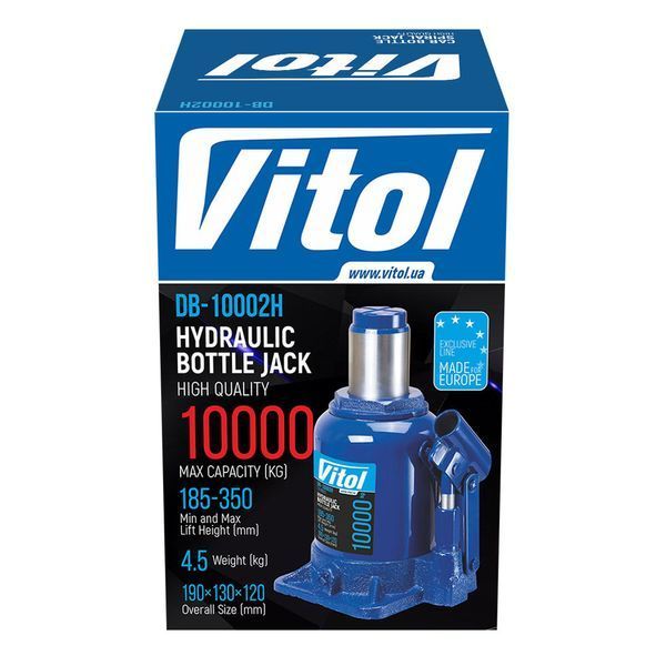 Домкрат гидравлический Vitol 10т (190-350мм) DB-10002H/JX105S 122755 фото