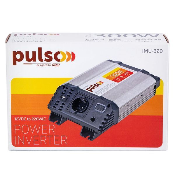 Преобразователь напряжения Pulso IMU 320 12V-220V 300W USB-5V DC 2A 1-Розетка (мод. синусоид) 123231 фото