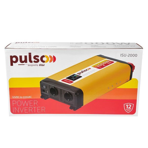 Преобразователь напряжения Pulso ISU-2000 12V-220V 2000W LCD 1USB 2-Розетки (прав. синусоид) 109441 фото