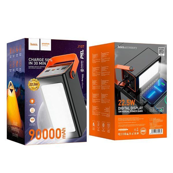 Повербанк Hoco Super J107 90000mAh 4Type-C 1USB Lightning 22.5W QC-PD 22.5W 5A Black 123184 фото