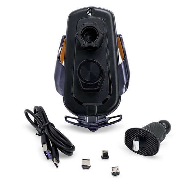 Автотримач Wireless Induction Car Holder Auto Open-Close C19 15W yellow light Black 110943 фото