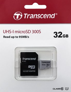 Карта пам'яті Transcend MicroSDHC 32Gb Class 10 + adapter (TS32GUSD300S-A) 58663 фото