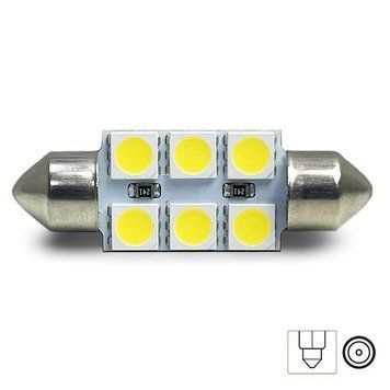 Світлодіодна автолампа Cristal SV8.5 T11 35мм 6 LED 5050SMD 12V Біла 1029 фото