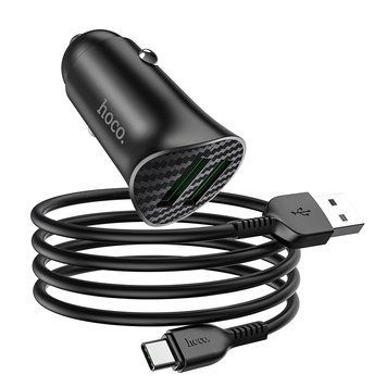 Автомобильное зарядное Hoco Z39 Type-C cable Farsighted dual port QC3.0 car charger set (735089) 105191 фото