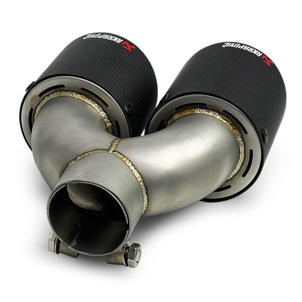 Насадка глушника Akrapovic 63-101 Y Right Подвійна (JB) carbon 123692 фото