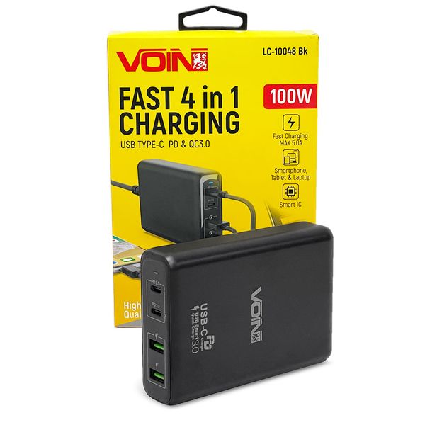 Сетевое зарядное устройство Voin LC-10048-BK 100W 2USB QC3.0 + 2Type-C 107772 фото