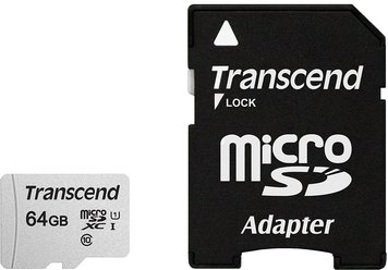 Карта пам'яті Transcend MicroSDXC 64Gb Class 10 + adapter (TS64GUSD300S-A) 61186 фото