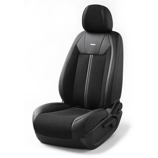 Авточехлы 5D - Elegant Portofino 700176 Черные (ледяной шёлк + эко-кожа) 124224 фото