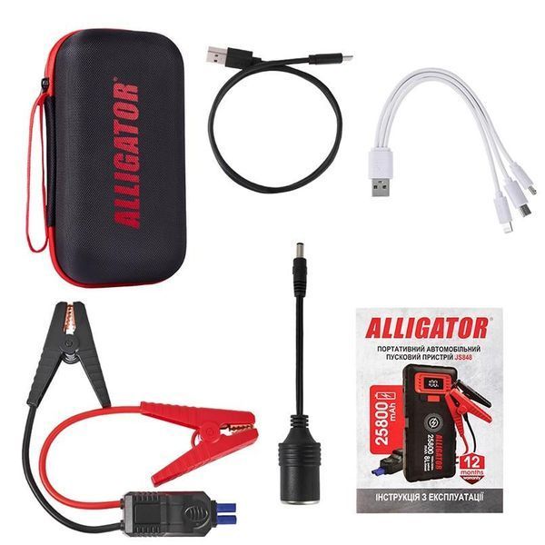 Пусковий пристрій (бустер) для авто Alligator Jump Starter 2500A 25800mAh + Smart-клеми 12В JS848 108243 фото