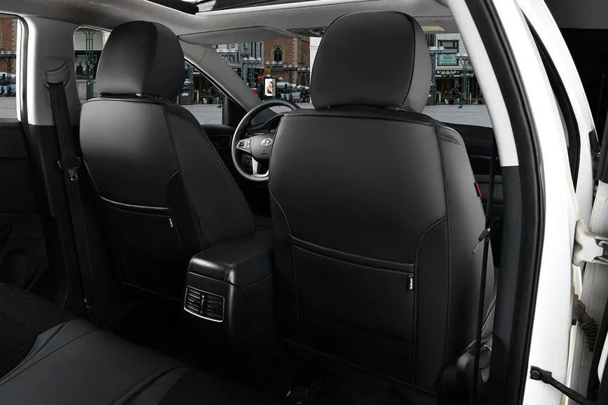 Авточехлы 5D - Elegant Portofino 700176 Черные (ледяной шёлк + эко-кожа) 124224 фото