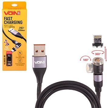 Кабель Voin 6602L BK USB - Lightning 3А 2м магнитный шарнирный Black (быстрая зарядка) (VL-6602L BK) 108631 фото