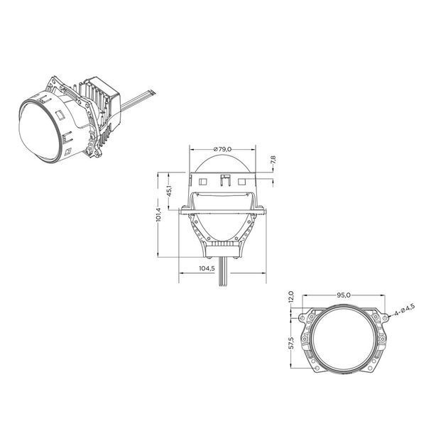 Комплект світлодіодних лінз DriveX Bi-LED Evolution F1 3.0" 6000K 37/45W 24V (для вантажних авто) 107185 фото