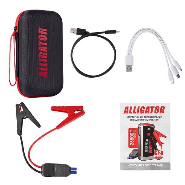 Пусковое устройство (бустер) для авто Alligator Jump Starter 2500А 25800mAh + Smart-клеммы 12В JS847 108242 фото