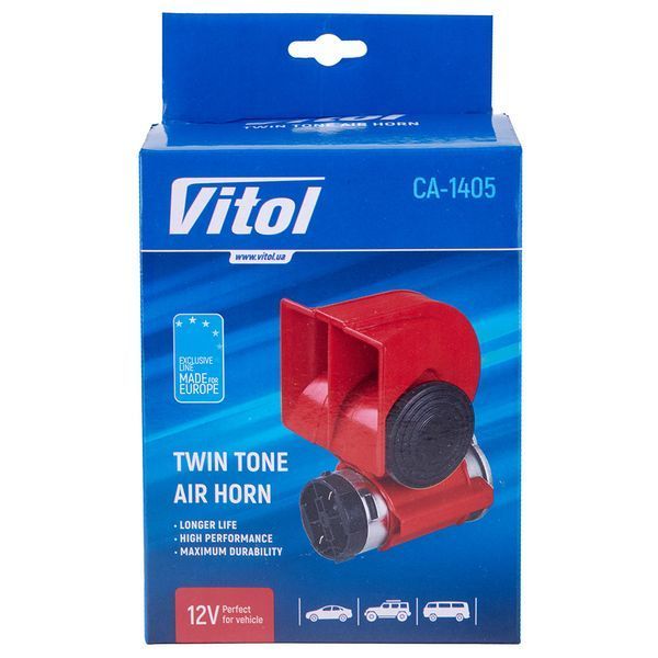 Сигнал пневматический Vitol CA-1405 12V Красный 122801 фото