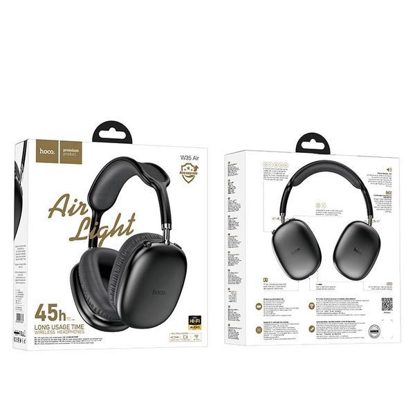 Наушники Hoco Triumph BT headphones W35 Air BT5.3 AUX/TF 45h Black 122685 фото