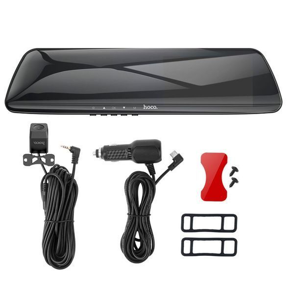 Зеркало видеорегистратор Hoco Driving Recorder (dual-channel) DV4 4.5" 1080P 30fps Black 122089 фото