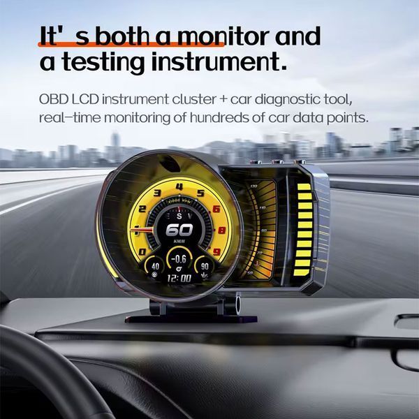 Автомобільний цифровий смарт-датчик P28 Display Speedometer HUD OBD2 + GPS 124357 фото